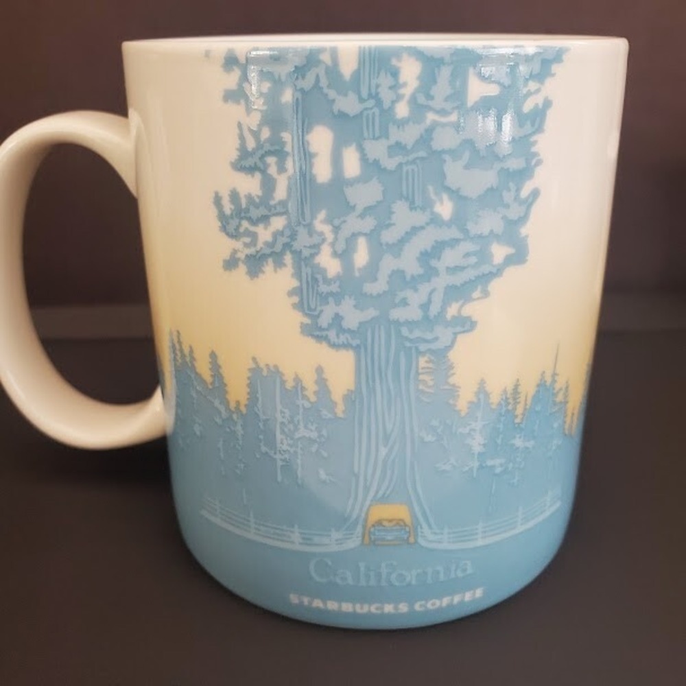 Starbucks Collector Series California Mug 16oz Blue White 2009 Surfing Redwoods - Picture 2 of 8